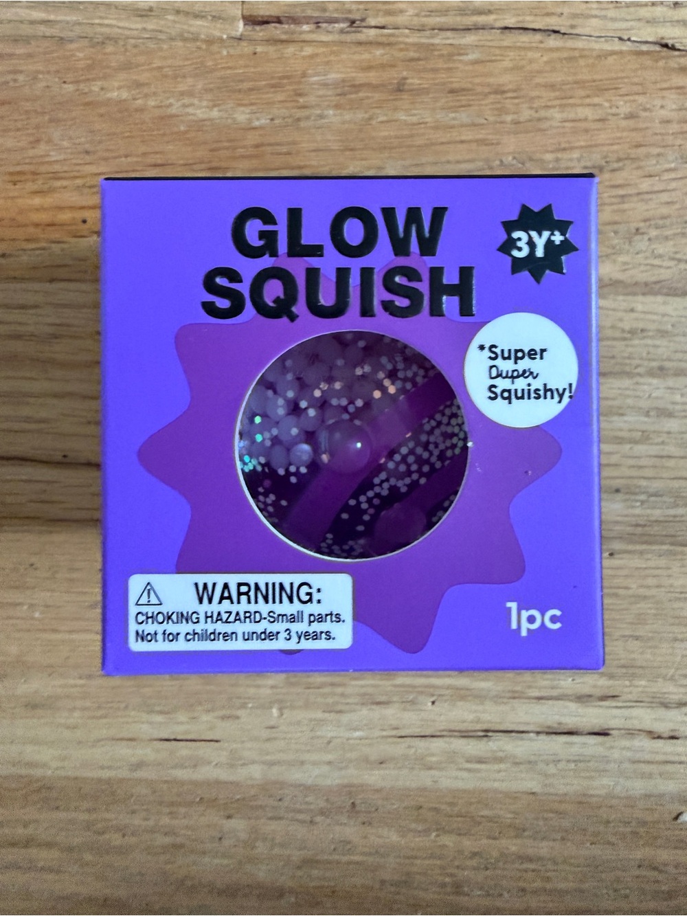 J'adore Glow in Dark Squish Glitter Sensory Squeeze Squishy Toy Purple Ball 3+